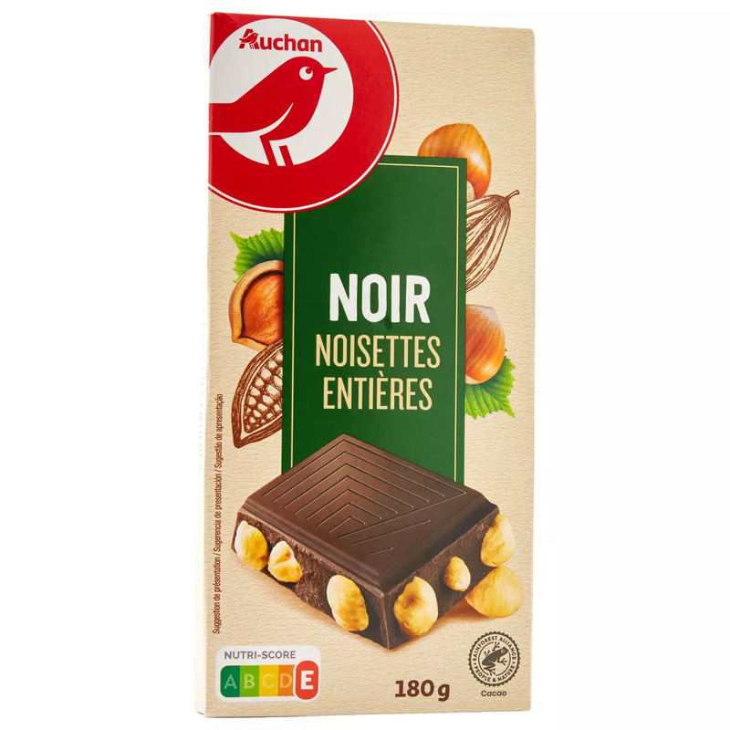 Auchan Tablette Chocolat Noir Aux Noisettes Enti Res Torr Fi Es G