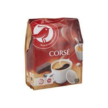 AUCHAN Café corsé en dosette compatible Senseo 36 dosettes 250g