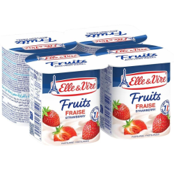 Dessert lacté aux fruits stérilisé UHT- Fraises - Elle & Vire  125 g