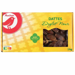 Auchan Datte DEGLET Nour avec tiges du dattier 1KG